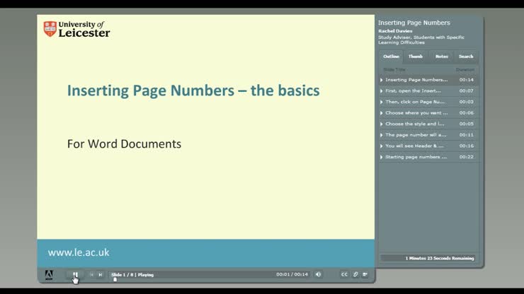 Inserting Page Numbers