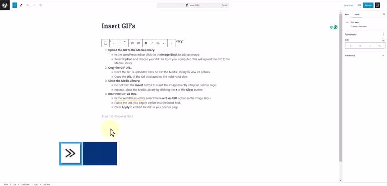 Insert GIFs on OurDMU blog posts