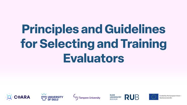Principles and guidelines for selecting and training evaluators