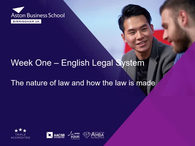 3. Introduction to Week 1 Lecture - ELS - The nature of law and how the ...