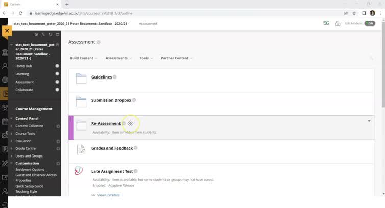 Setting Up a Video Assignment Dropbox - Original Course View