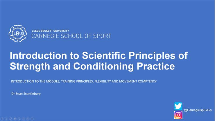 Lecture 1 - Introduction to scientific principles of S&C