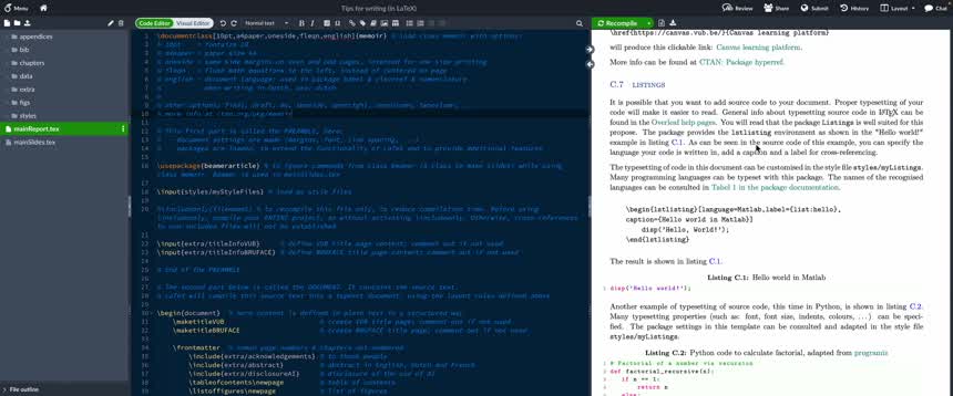 LaTeX 14 Source code inclusion