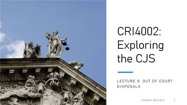 Lecture 5 - Alternatives to Prosecution