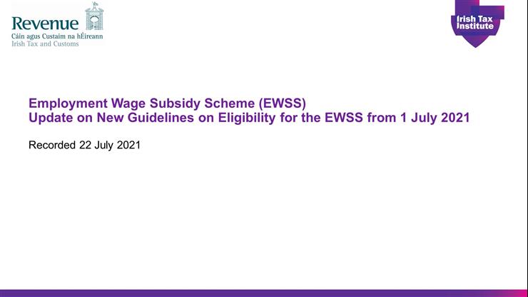 Presentation on the New EWSS Eligibility Guidelines