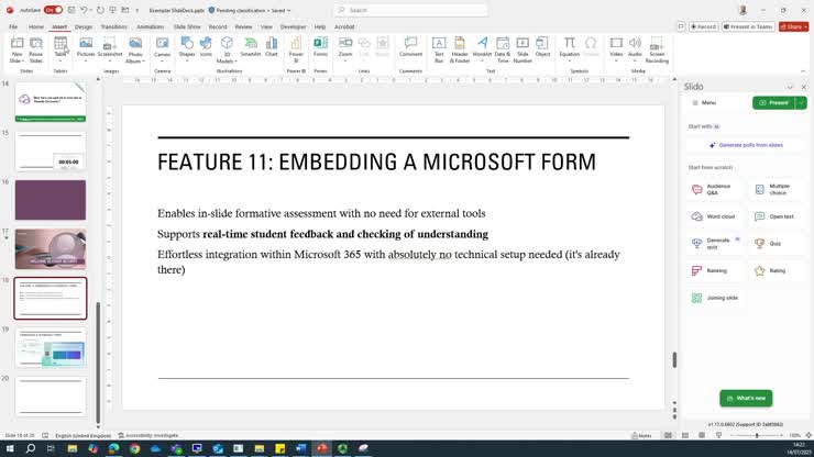 Powerpoint - Adding a Microsoft Form