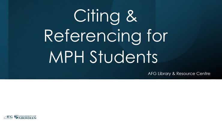 MPH Citing & Referencing