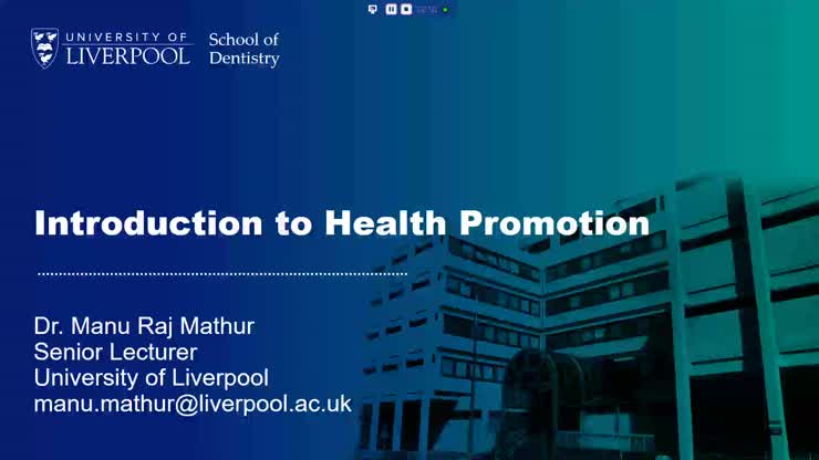 UCP1.02 2020 Mathur, Manu FoP7.1 1 Introduction to Health Promotion