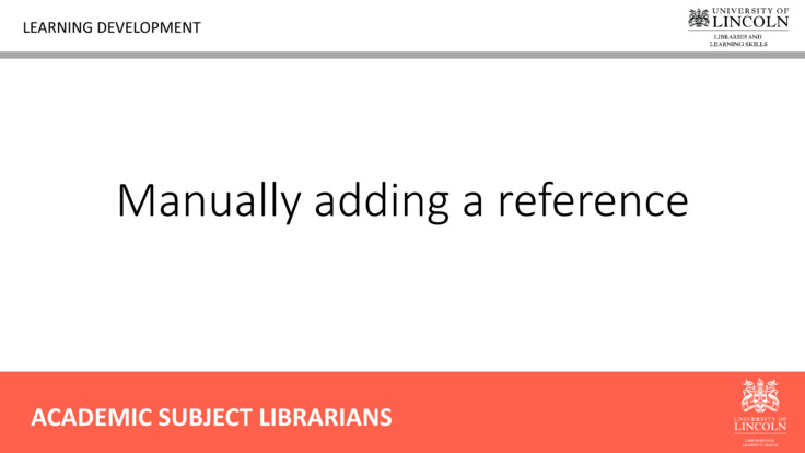 Manually adding a reference
