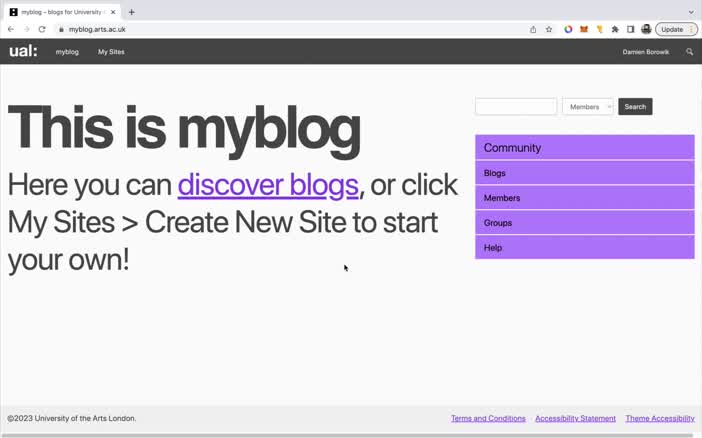 MyBlog - Create a new site