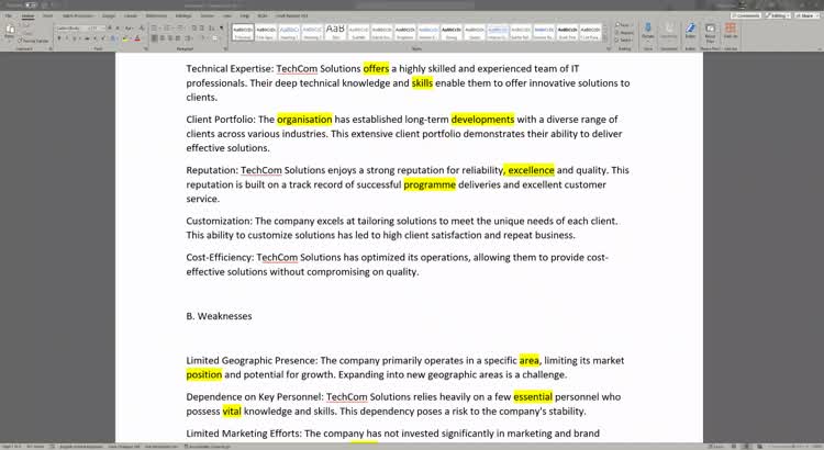 Edited TechCom SWOT analysis - 2nd submission