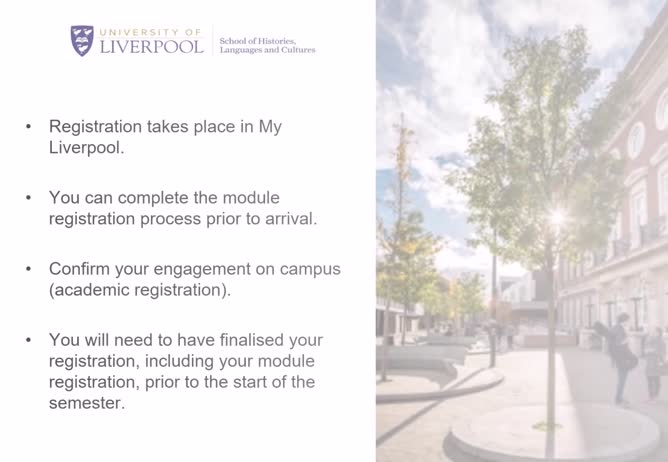 Welcome week module registration information