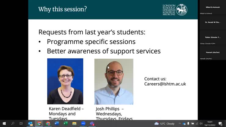 Programme specific careers session