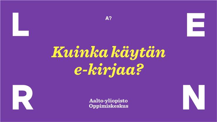 3. Kuinka käytän e-kirjaa