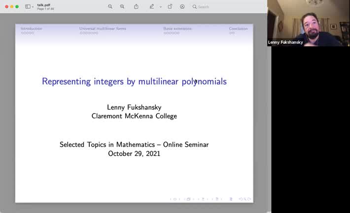 Selected Topics in Mathematics - Online Edition: Talk 15 (Lenny Fukshansky)