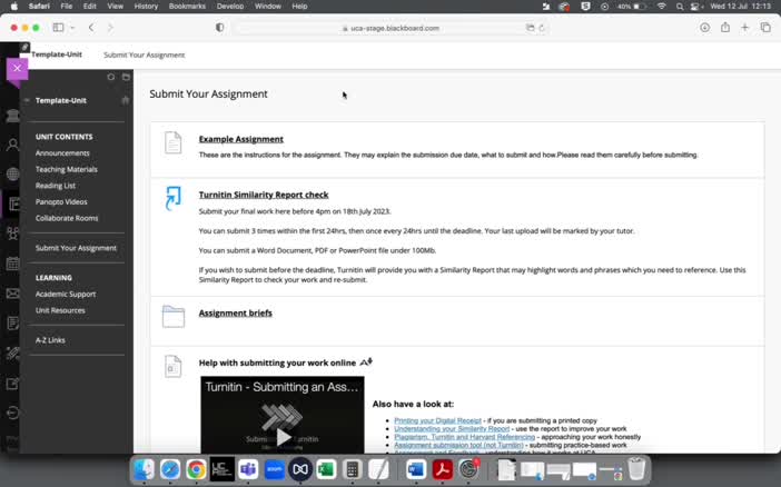 Submitting to the Assignment tool