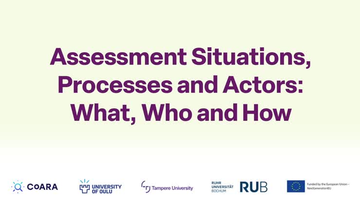Assessment situations, processes and actors: What, who and how