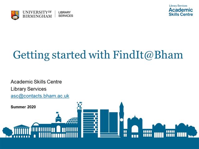 Getting Started with FindIt@Bham