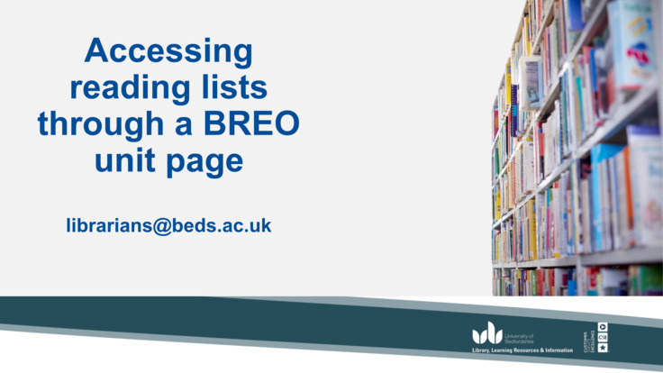 Accessing reading lists through BREO