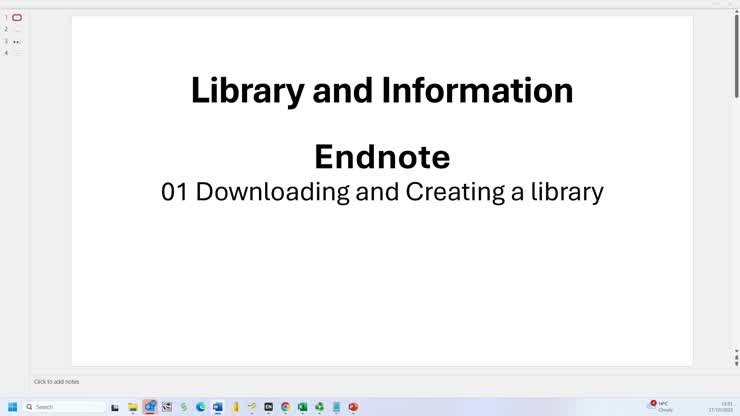 01_Downloading and creating a library_Endnote bitesize