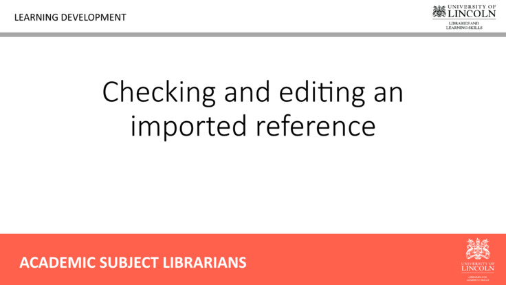 Checking and editing an imported reference