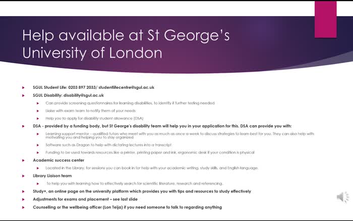 Part 1 of 'Being neurodiverse at SGUL': Help available at St George's