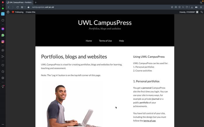 1. Creating a new site on CampusPress