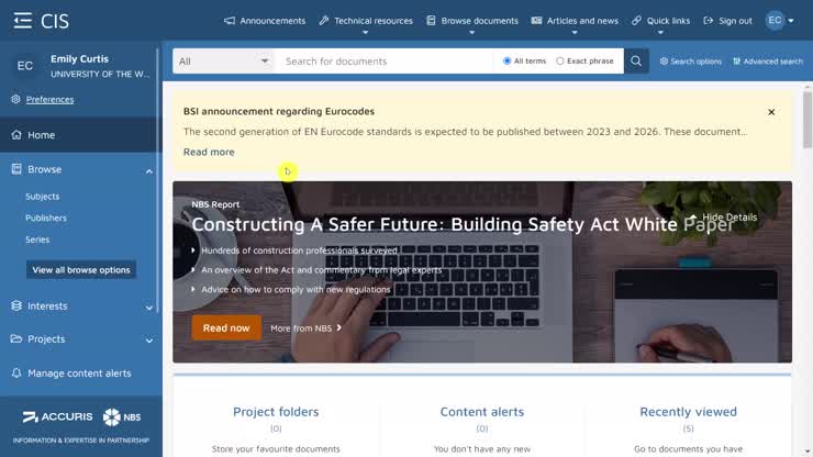 Construction Information Service Database (CIS)