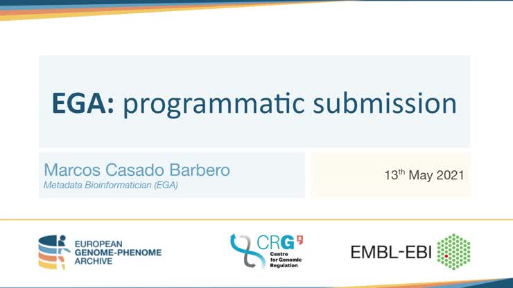 Programmatic submission to EGA