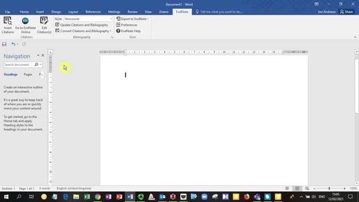 Endnote Online in Word